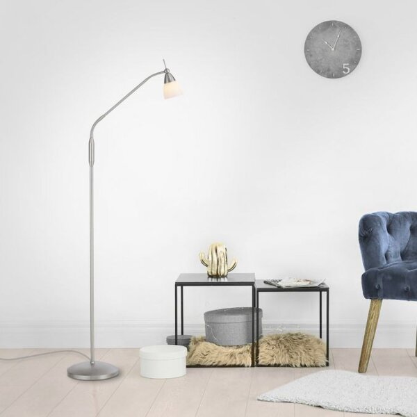 Verstellbare Stehleuchte in Silber Dimmer Glas 163 cm
