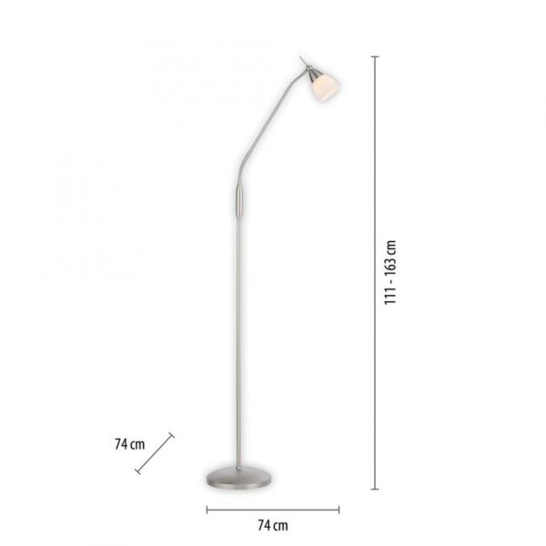 Verstellbare Stehleuchte in Silber Dimmer Glas 163 cm