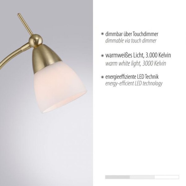 Verstellbare Stehleuchte in Messing Dimmer Glas 163 cm