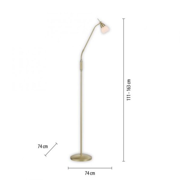 Verstellbare Stehleuchte in Messing Dimmer Glas 163 cm
