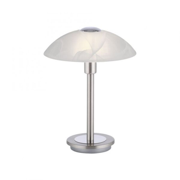 LED Tischleuchte dimmbar in Silber Alabasterglas 28 cm