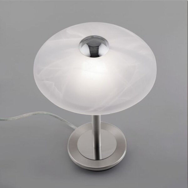 LED Tischleuchte dimmbar in Silber Alabasterglas 28 cm