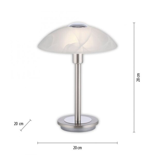 LED Tischleuchte dimmbar in Silber Alabasterglas 28 cm