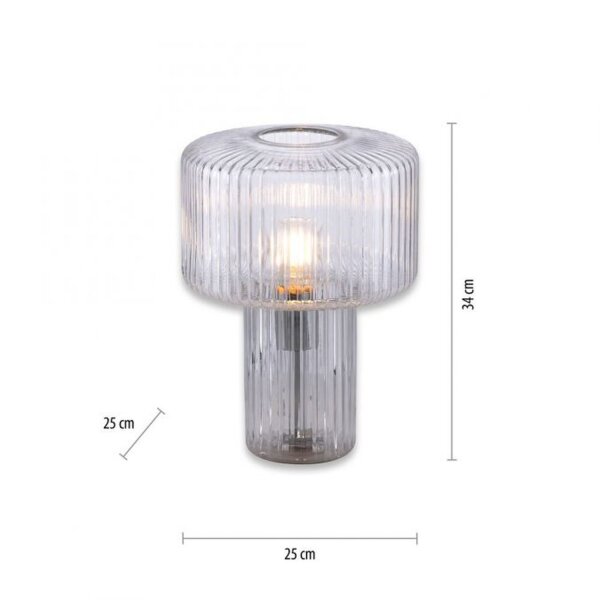 Dekorative Tischleuchte Riffelglas E27 35 cm Pilz rund