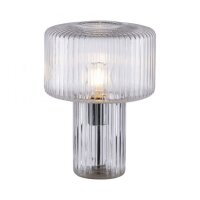 Dekorative Tischleuchte Riffelglas E27 35 cm Pilz rund