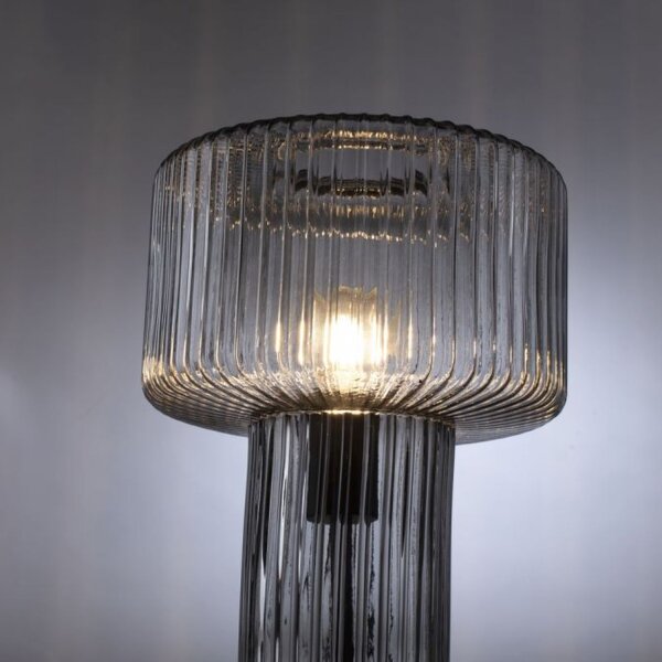 Lampe de table décorative verre fumé E27 35 cm champignon rétro
