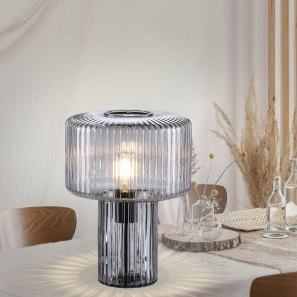 Lampe de table décorative verre fumé E27 35 cm champignon rétro