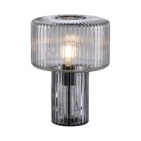 Dekorative Tischleuchte Rauchglas E27 35 cm Pilz Retro