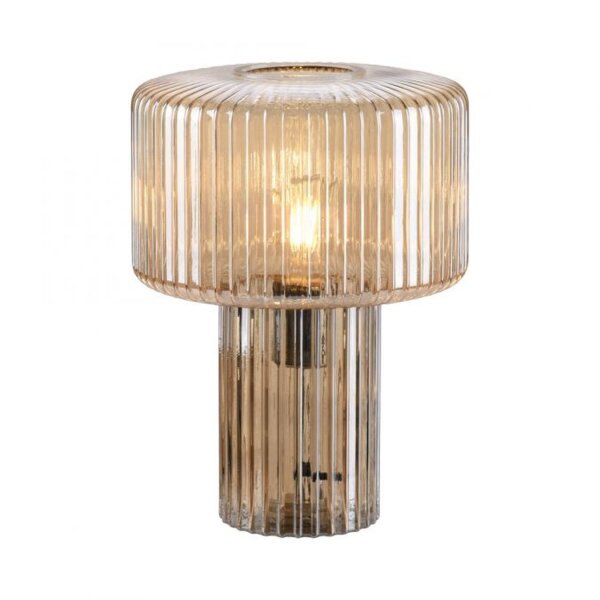 Tischleuchte Glas in Bernstein E27 35 cm Pilz Retro
