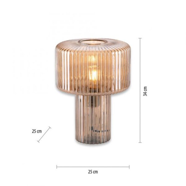Tischleuchte Glas in Bernstein E27 35 cm Pilz Retro