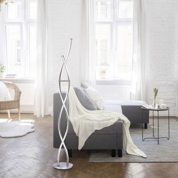 LED Stehleuchte Wellen in Stahl dimmbar 53 W 140 cm