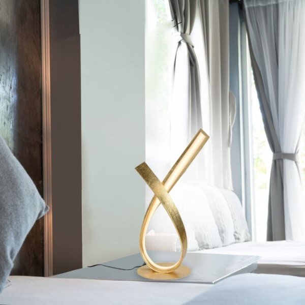 Elégante lampe de table LED en feuille dor 38,5 cm à intensité variable