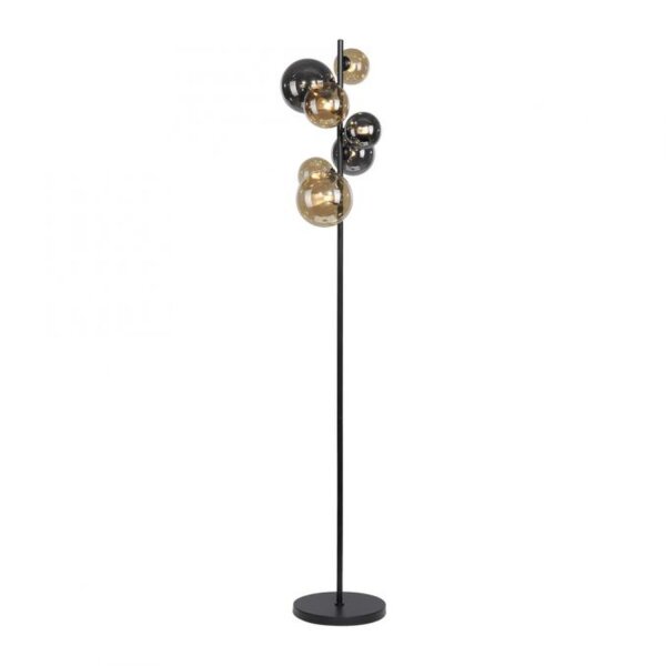 Lampadaire gris fumée ambre verre 155 cm G9 2100 lm