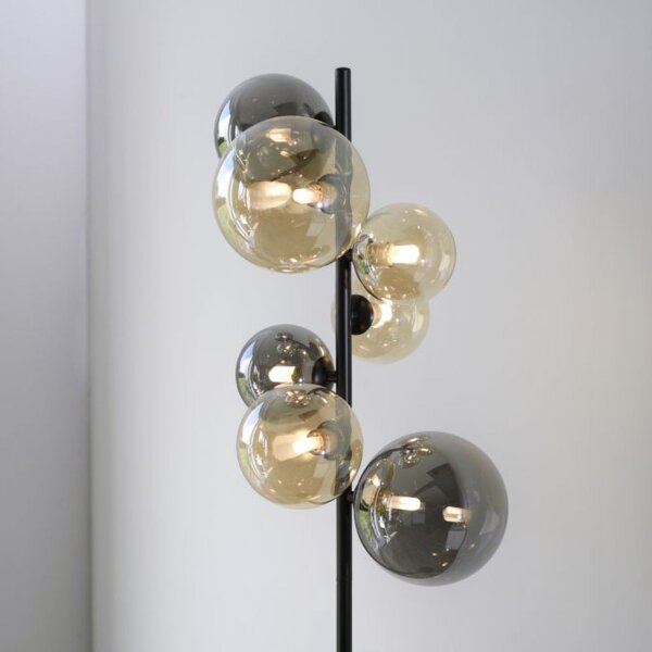 Lampadaire gris fumée ambre verre 155 cm G9 2100 lm