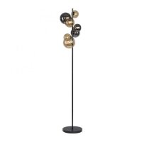 Lampadaire gris fum&eacute;e ambre verre 155 cm G9 2100 lm