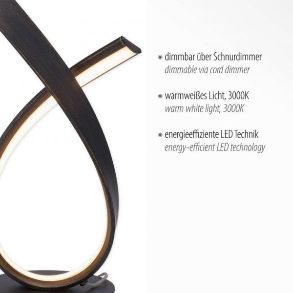 Élégante lampe de table LED brun rouille 38,5 cm à intensité variable