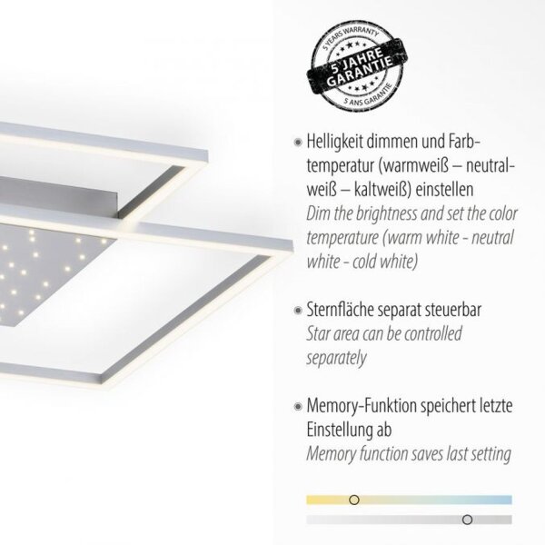 LED Deckenleuchte mit Nachthimmel in Stahl 49 W dimmbar