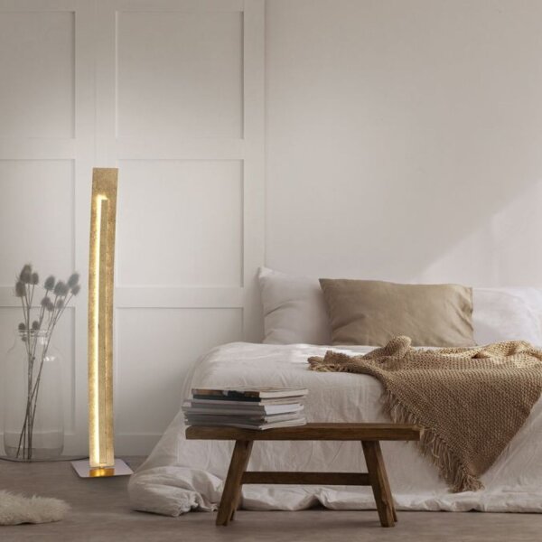 Elegante LED Stehlampe warmweiß 141 cm in Blattgold