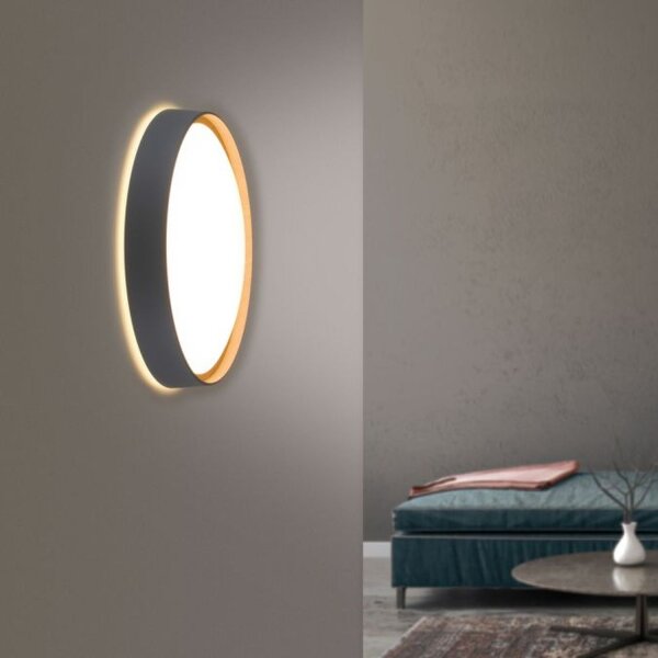 Lampe de plafonnier LED Bois Métal Gris Ø51 cm 3720 lm dimmable