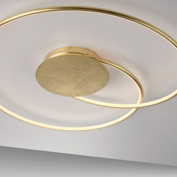 LED Deckenleuchte Leuchtringe Metall in Gold L:70 cm