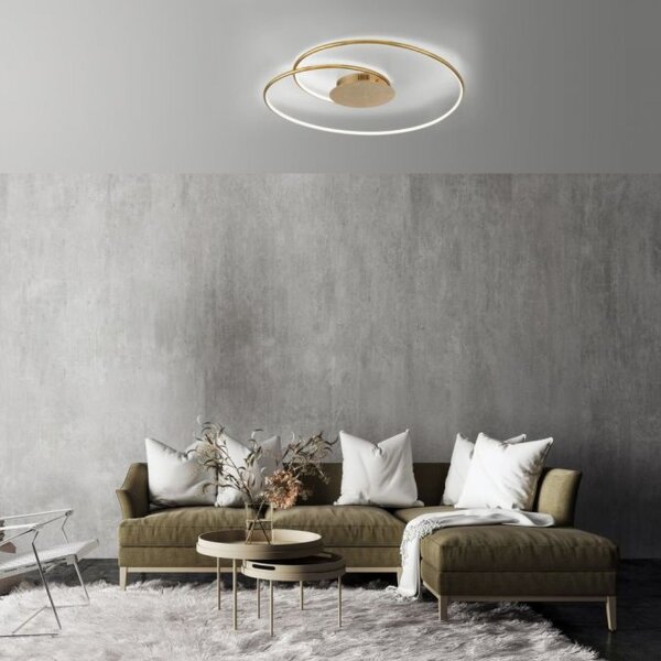 LED Deckenleuchte Leuchtringe Metall in Gold L:70 cm