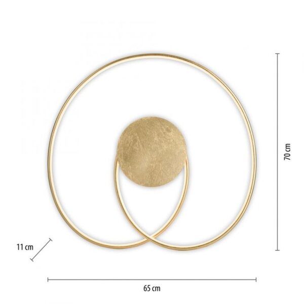 LED Deckenleuchte Leuchtringe Metall in Gold L:70 cm