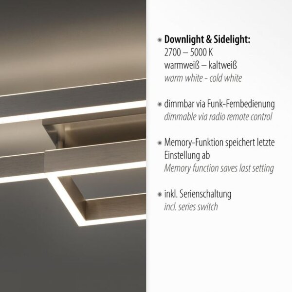 Stilvolle LED Deckenlampe Silber Fernbedienung dimmbar