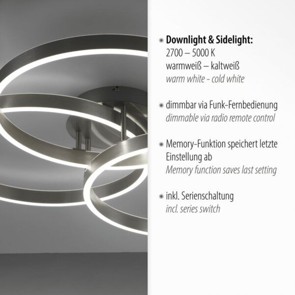 LED Deckenlampe Ringe Fernbedienung L:75 cm dimmbar