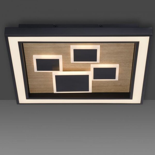 LED Deckenleuchte Holz Schwarz Serienschalter L:48 cm