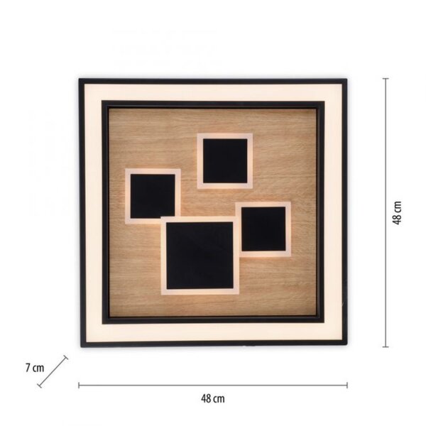 LED Deckenleuchte Holz Schwarz Serienschalter L:48 cm