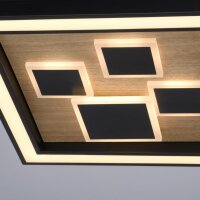 LED Deckenleuchte Holz Schwarz Serienschalter L:48 cm