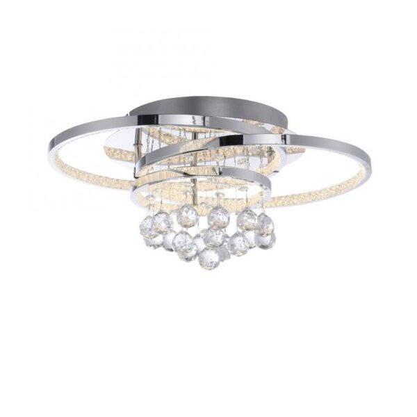 LED Deckenlampe mit Kristallanhänger in Chrom warmweiß