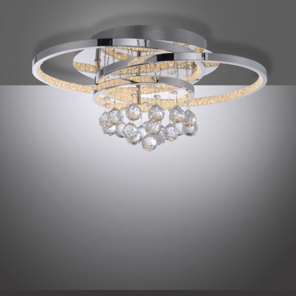 LED Deckenlampe mit Kristallanhänger in Chrom warmweiß