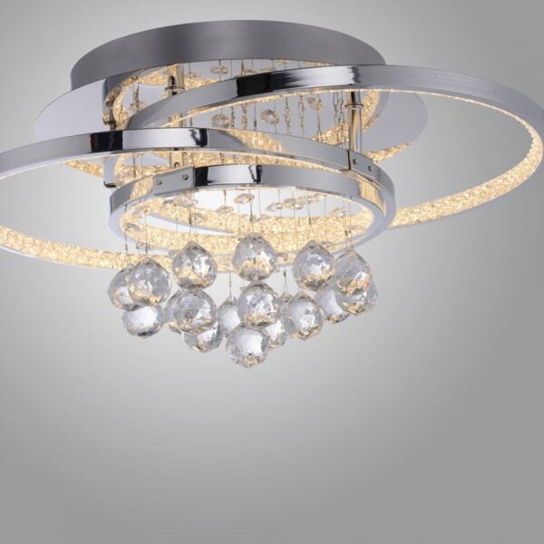 LED Deckenlampe mit Kristallanhänger in Chrom warmweiß