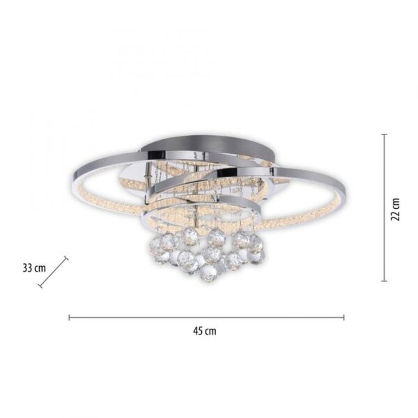 LED Deckenlampe mit Kristallanhänger in Chrom warmweiß