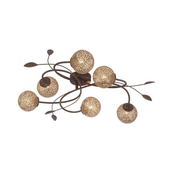 Landhaus Deckenlampe G9 L:68 cm Kugeln Gold Floral