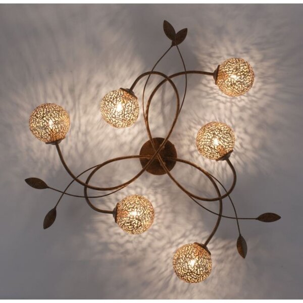 Landhaus Deckenlampe G9 L:68 cm Kugeln Gold Floral