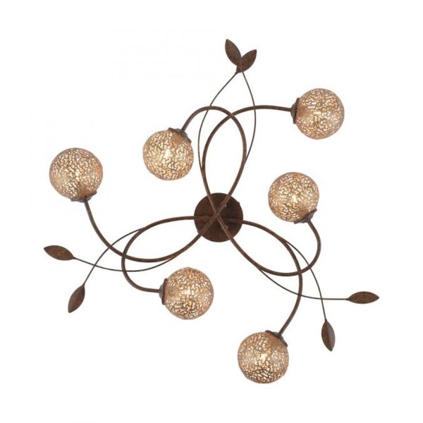 Landhaus Deckenlampe G9 L:68 cm Kugeln Gold Floral