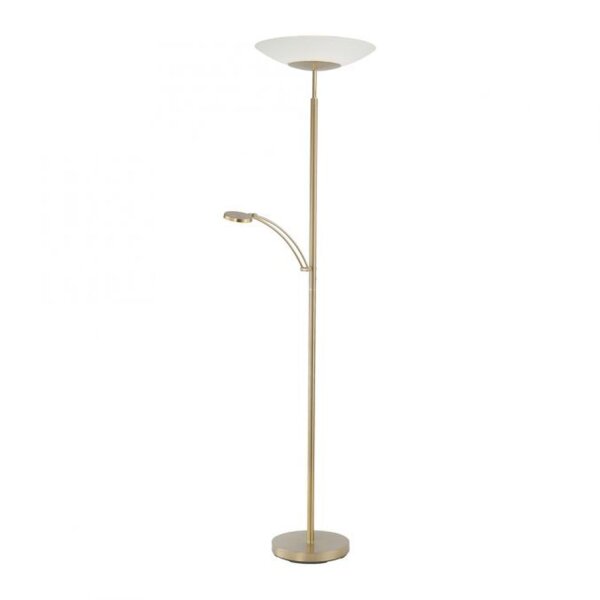 LED Stehleuchte mit Lesearm Messing Glas 181 cm 3900 lm