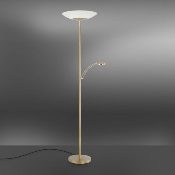 LED Stehleuchte mit Lesearm Messing Glas 181 cm 3900 lm
