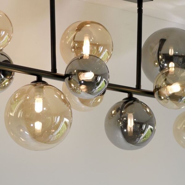 Lampe de plafonnier boules gris fumée ambre verre 85 cm G9