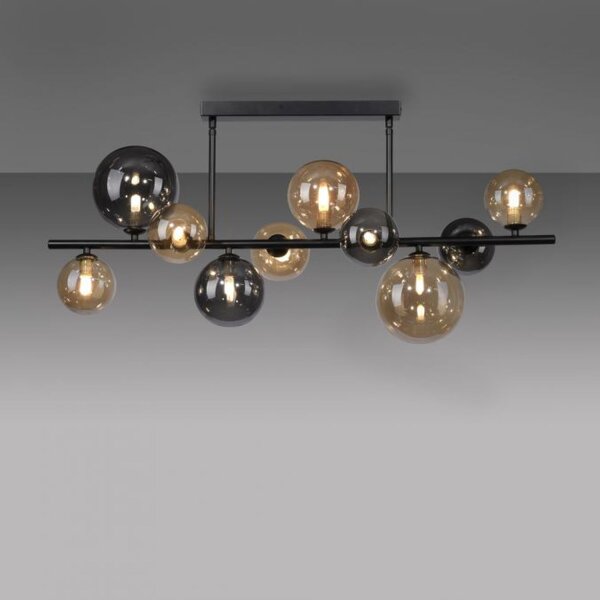 Lampe de plafonnier boules gris fumée ambre verre 85 cm G9