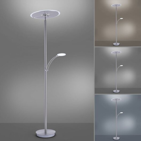 Lampadaire LED avec bras de lecture en acier verre 200 cm 5770 lm