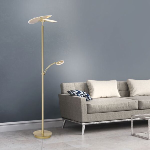 Lampadaire LED lampe de lecture en laiton verre 200 cm dimmable