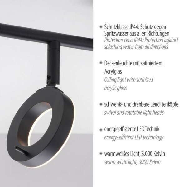 Flexibler LED Deckenspot Anthrazit IP44 50 cm blendarm