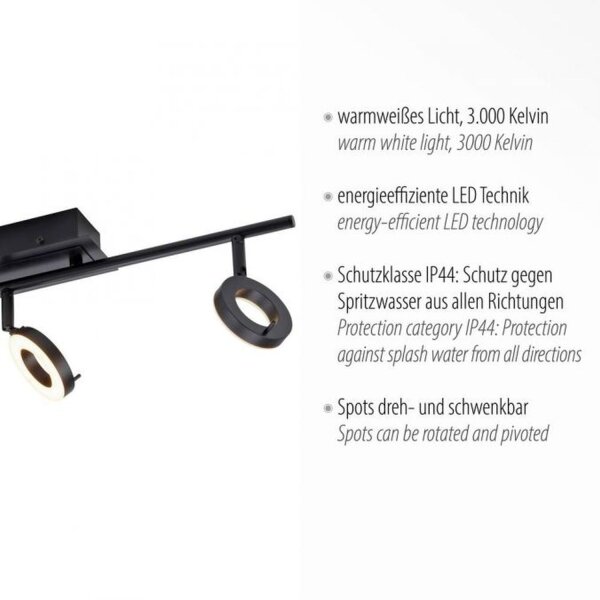 Flexibler LED Deckenspot Anthrazit IP44 67 cm blendarm