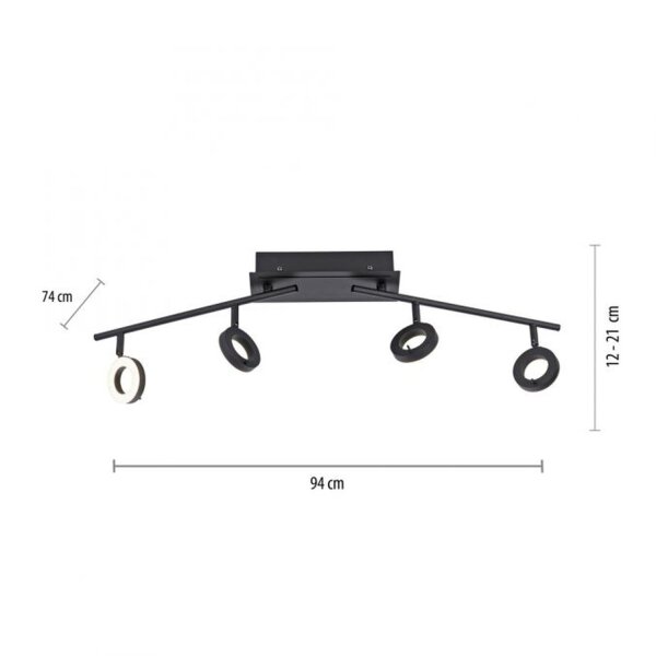 Flexibler LED Deckenstrahler Anthrazit IP44 94 cm 26 W