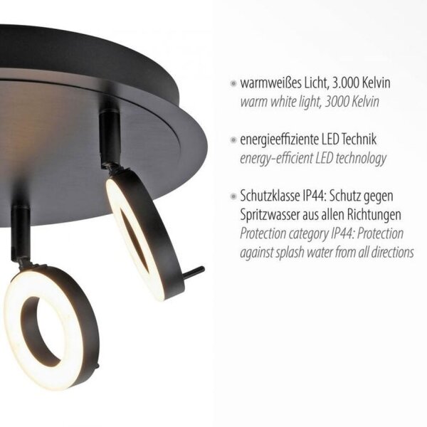 Beweglicher LED Deckenstrahler Anthrazit IP44 Ø33,5 cm