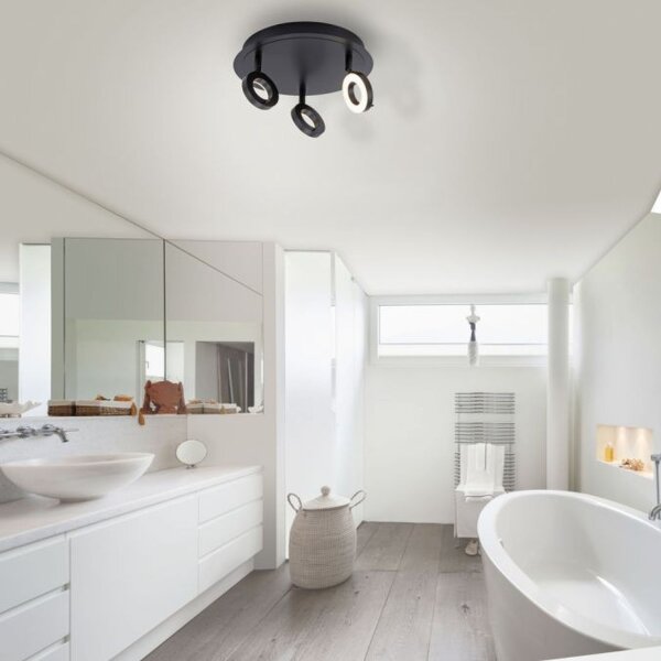 Beweglicher LED Deckenstrahler Anthrazit IP44 Ø33,5 cm