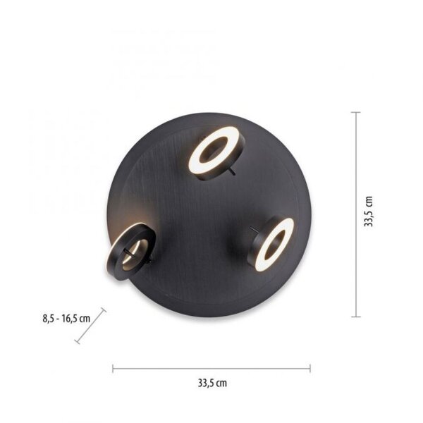 Beweglicher LED Deckenstrahler Anthrazit IP44 Ø33,5 cm